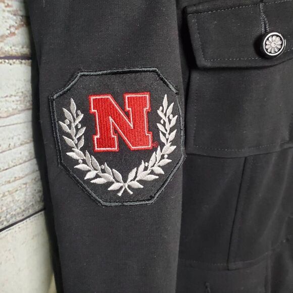 Meesh & Mia Nebraska Huskers Black Utility Jacket Military Style Women’s L - Picture 2 of 9